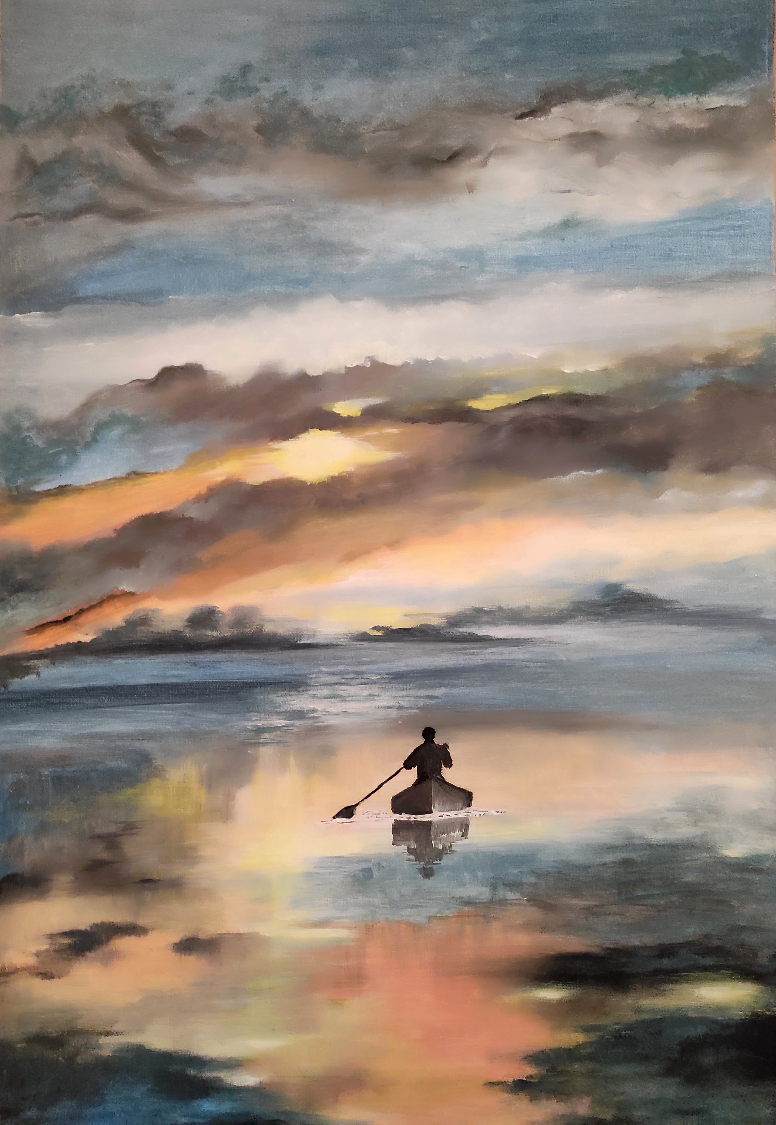 The Rower, acrylic on canvas, by Omima Aboelnasr