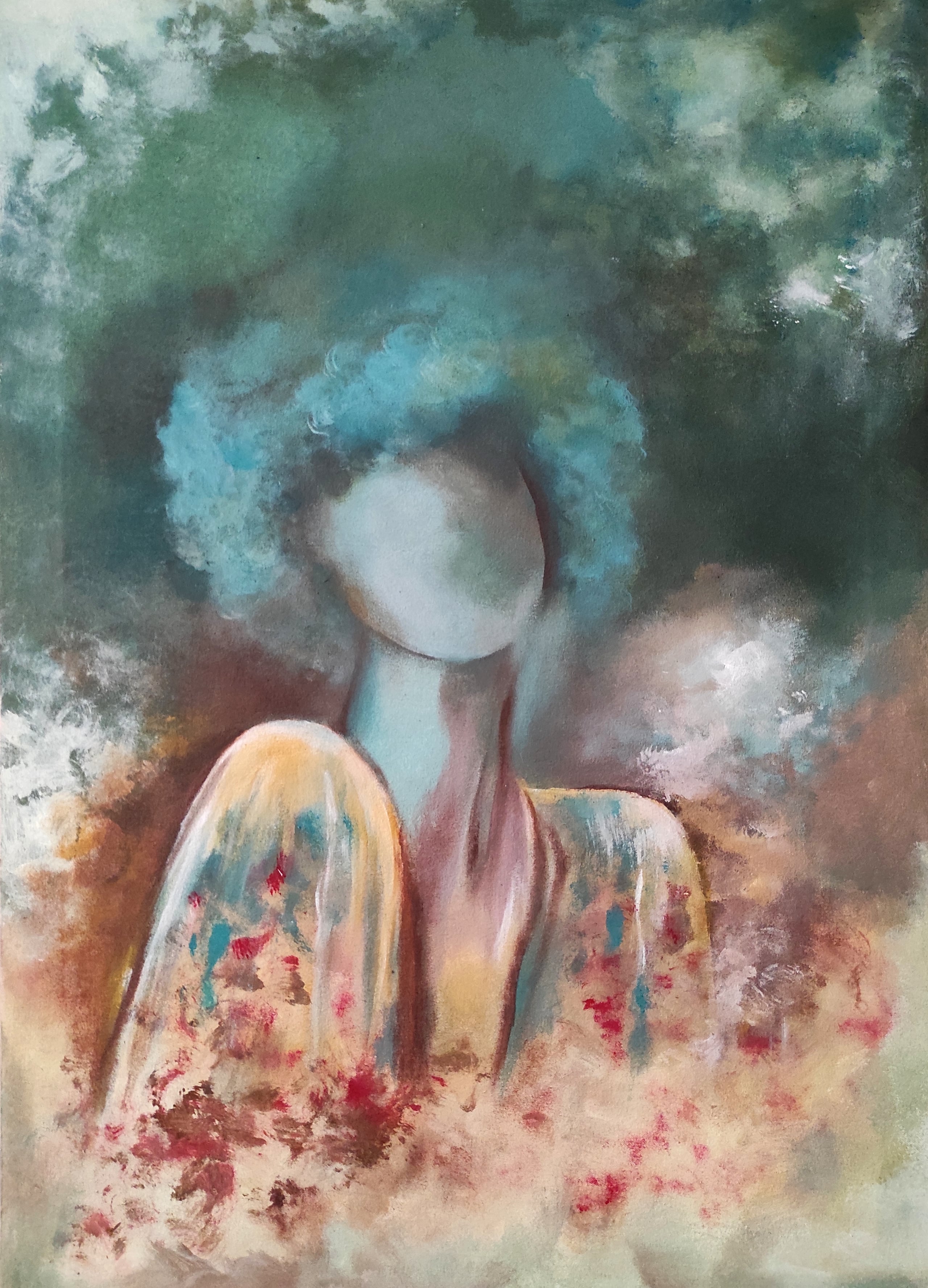 Among the Petals, acrylic on canvas, by Omima Aboelnasr